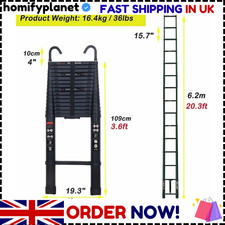 6.2M Heavy Duty Multi-Purpose Aluminium Telescopic Ladder Step Long Extendable