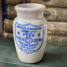 Antique 19th / 20th Century CARRICKS Dairy Pure Thick Cream Stoneware Pot Jar