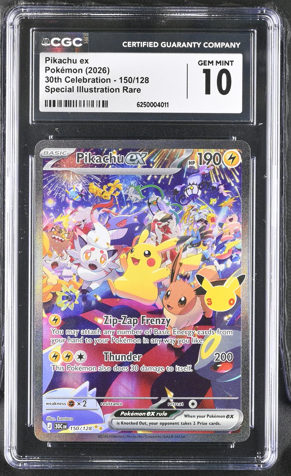 CGC 10 GEM MINT Pikachu EX 150/128 Special Illustration Rare Graded Pokemon Card