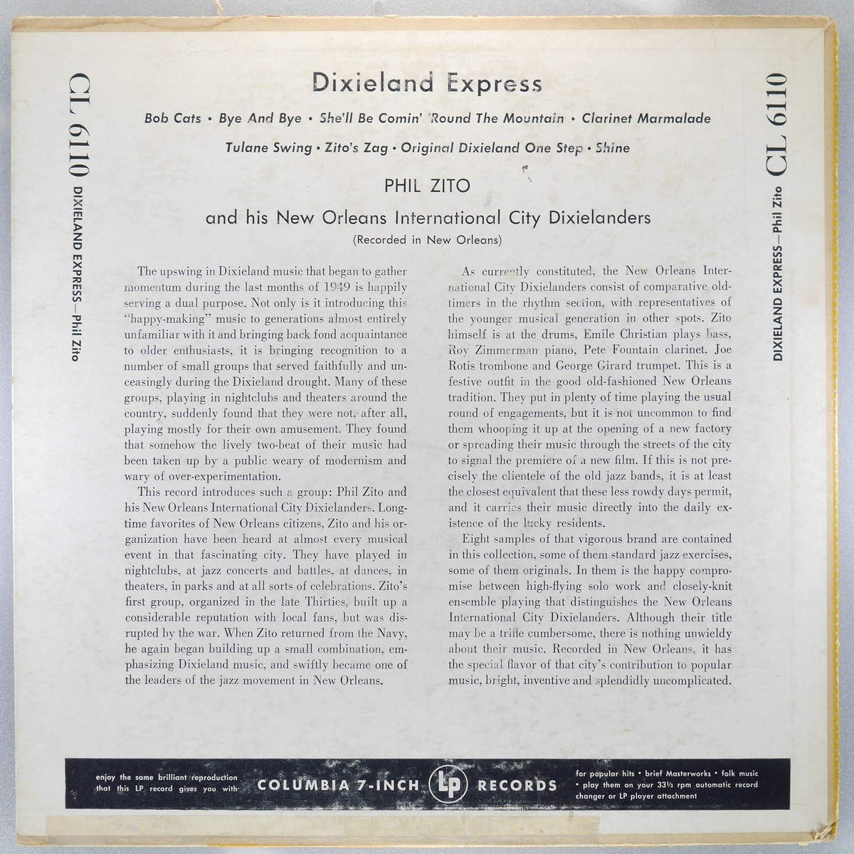 PHIL ZITO Dixieland Express COLUMBIA CL 6110 VG+ 1950 Jazz 10