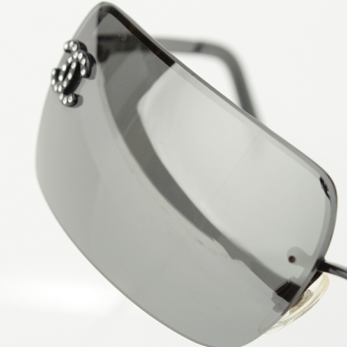 CHANEL Metal Frame Coco Mark Stone Square Sunglasses 4104-B Black image 7
