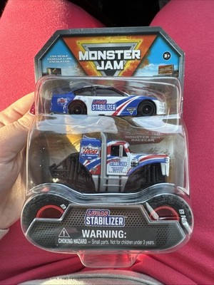 Spin Master 2023 Monster Jam WALMART  Racecar 2 Pack Lucas Stabilizer  1:64th