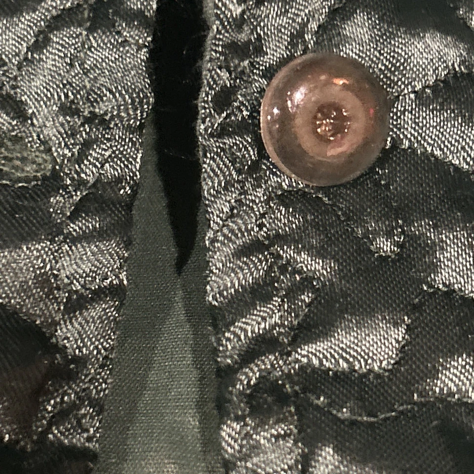  Vintage APRIL CORNELL Dark Teal Green Satin Quilted Jacket size S - Image 3 of 4