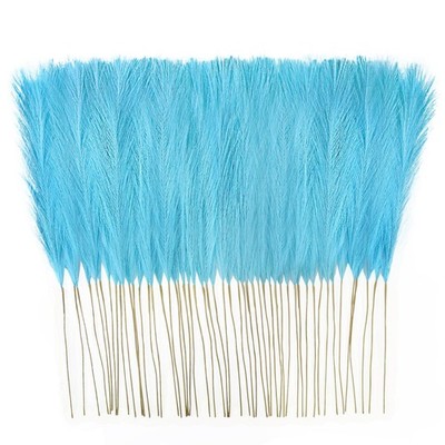 50 PCS 21.6 Inch Sky Blue Faux Pampas Grass Short Artificial Branches Vase