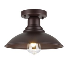 Oil Rubbed Bronze Outdoor Semi Flush Mount Ceiling Light Fixture, Metal Farmh...