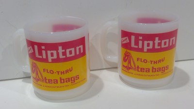PAIR OF Lipton Flo-Thru Tea Bag Mugs EUC- Hard To Find cups FREE SHIPPING