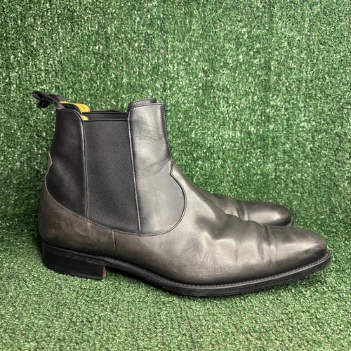 Carlos Santos Chelsea Leather Ankle Elastic Gusset Dress Boot Black Mens Sz 10.5
