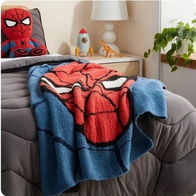 アウトドア寝具 used clothing/spider man knit blanket Marvel Spider-Man Mask Knit Kids' Throw Blanket - Pillowfort