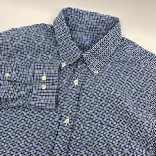 Brooks Brothers Button Down Mens M Blue Green Check Performance Stretch Shirt