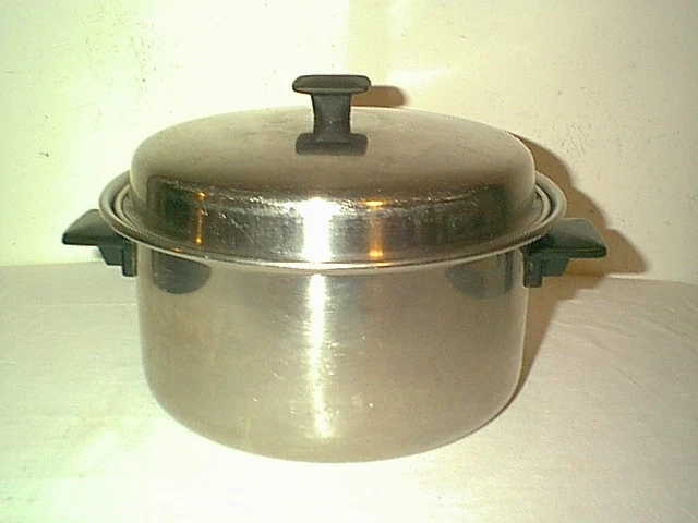 NICE VINTAGE FLAVOR SEAL 4 QT STOCK POT & LID 18-8 STAINLESS STEEL 3 PLY U.S.A.