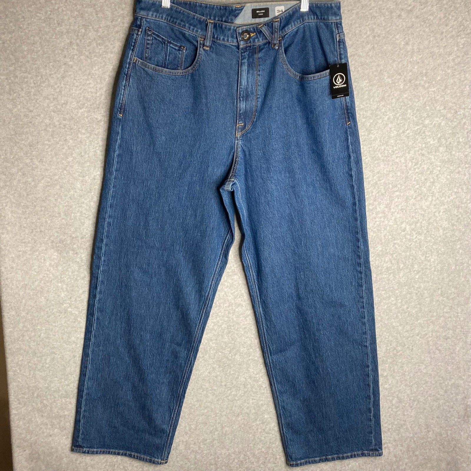 S 34x34 Blue Denim Relaxed Fit Loose Leg Opening