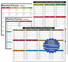 2026 Wall/Desk Calendar Set- 2-Pack 11X17 Inch Reversible Vertical/Horizontal 