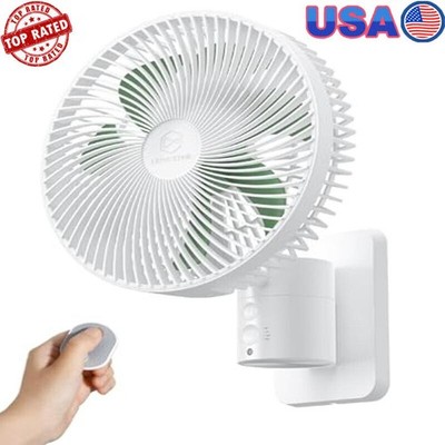 Wall Mount Oscillation Fan W/ Remote 8.5'' 4-Speed Timer Indoor Bed Fan RV/Home