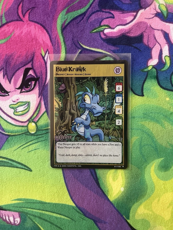 Neopets WoTC TCG Blue Krawk Promo Release 21/100 Holo Rare - Image 3 of 4