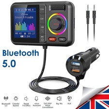 Bluetooth 5.0 Car Wireless FM Transmitter Adapter 2USB PD Charger AUX Hands-Free