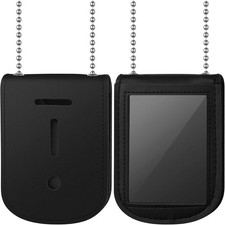 Police Badge Holder Neck Chain Leather Badge Security Card Holder with Inside...