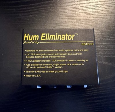 Ebtech Hum Eliminator model: HE-2 , 2 Channel 1/4'' TSR - Tested 