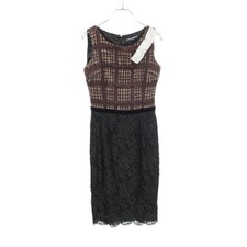 DOLCE&GABBANA Ribbon Tweed Lace Panel Sleeveless Dress Nylon Wool Viscose Brown