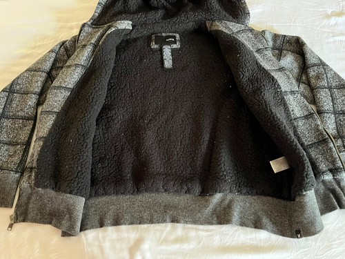 Hurley ~ Hoodie Sweatshirt Kids Youth Medium ~Grey Plaid Full Zip Sherpa Lined - Picture 7 of 15