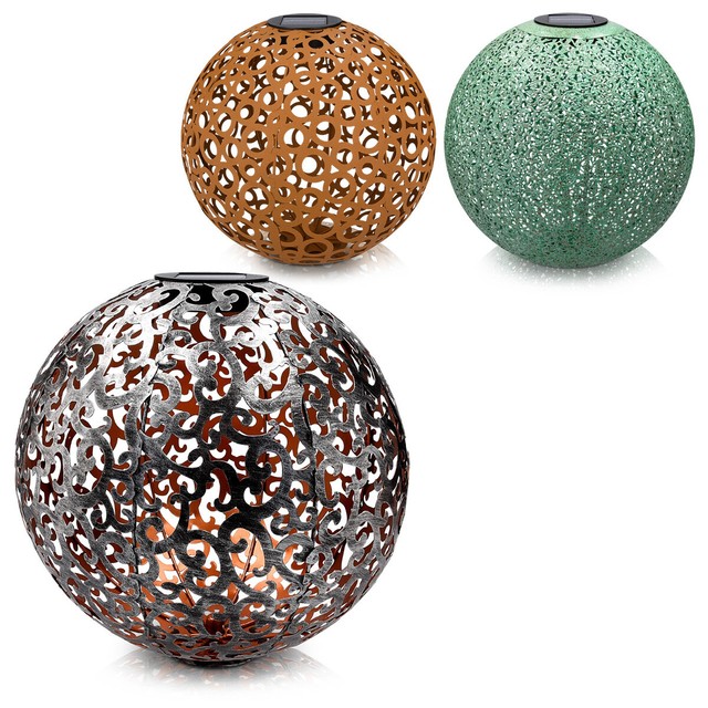 2x Aussen Solar Led Hange Lampen Metall Rostfarben Garten Terrasse Kugel Leuchten Gunstig Kaufen Ebay