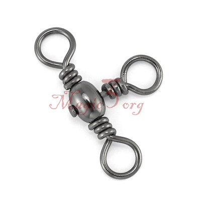 30/60/120pcs Fishing Three Way Swivels T-Turn Crossline Barrel Swivels 35-175LB