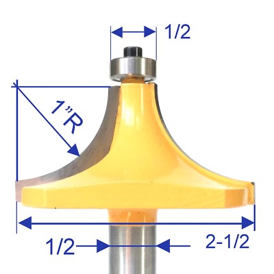 1pc 1/2'' SH 1'' Radius Round Over Router Bit  sct-888