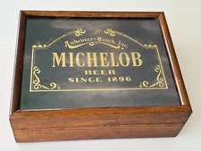 VTG Michelob Beer Mirror Anheuser Busch Advertising Wood Jewelry Box 1974!!