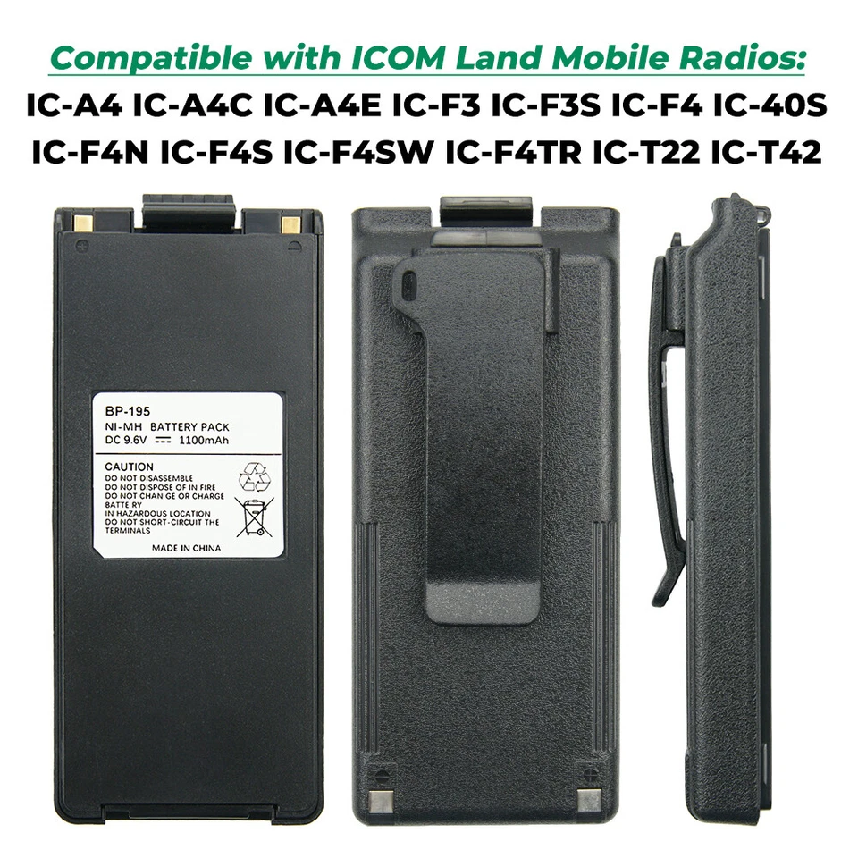 10PC BP-195 Replacement Battery for ICOM Radio IC-A4 IC-A4C IC-A4E IC-F3 IC-F3S - Image 4 of 4