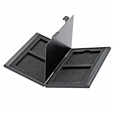 Black Aluminum Memory Card Case 4 Slots-Compact Flash Card Lexar SanDIsk Sony