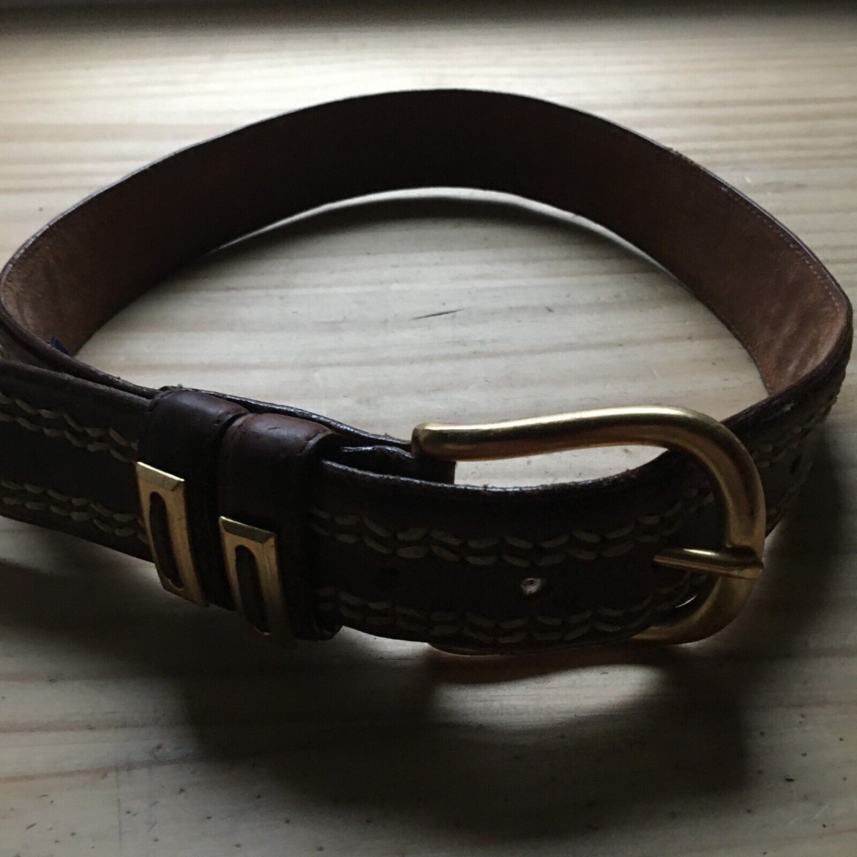 Vintage 90s Cognac Leather Horseshoe Belt - Made in Spain Spanish Braided Leather Belts - Etsy main image 2