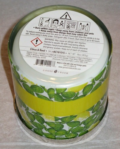 Goose Creek 2 Wick Scented Candle CITRUS & BASIL 16 oz - Picture 4 of 4