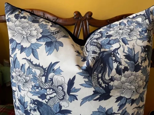Ralph Lauren NEW NANKING Original Dragons Chinoiserie Blue White Pillow Cover
