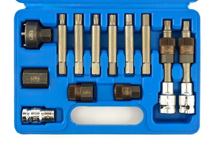 Coffret démontage poulie alternateur 13 pièces avec douilles et embouts 1/2" pour moteurs multimarques
