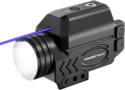 Rail-Mounted 1000 Lum Weapon Light with Purple Laser, USB Rechargeable, BLACK