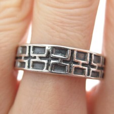 925 Sterling Silver Vintage Cross Oxidized Band Ring Size 11