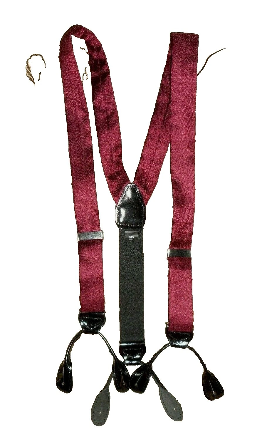 Preto, 100% Seda suspensórios Botão para Homens