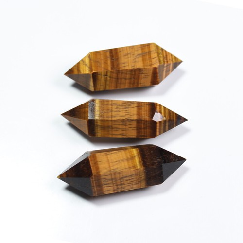 1 pieza Varita de cuarzo natural ojo de tigre cristal de doble punta piedra obelisco curación - Imagen 7 de 8