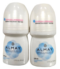 ALMAY ROLL - ON Sensitive Skin Antiperspirant FRAGRANCE FREE 1.7oz  2 Roll-Ons 