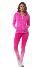 Women's Seamless Athletic Jacket w Hood Hoodie Zip Up FUSCHIA Sz. Medium/LARGE