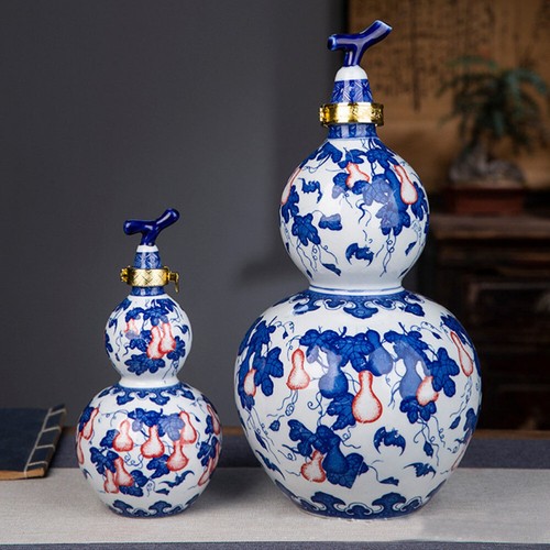 Weinflasche Aus Blauem Und Weißem Porzellan Reisen Vorratsflasche - Bild 9 von 12