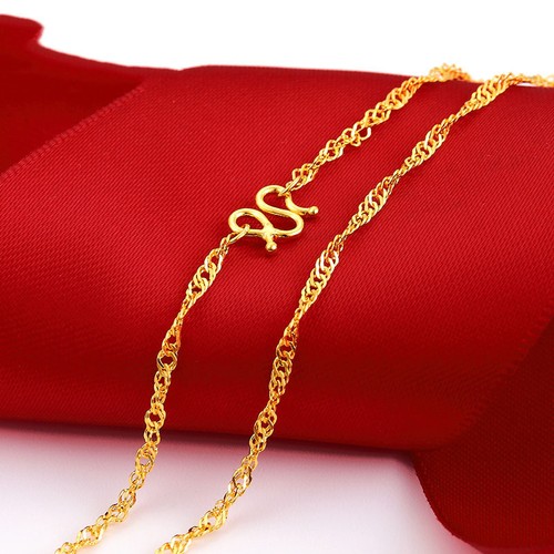 New Real 24K Yellow Gold Necklace Woman 