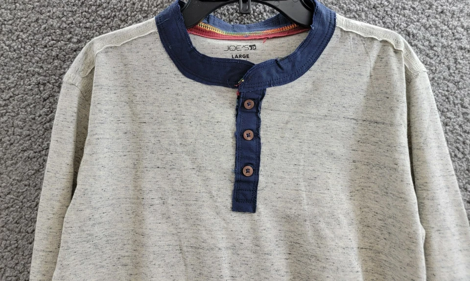 Joe's Jeans Camiseta Henley Deshilachada Niños L 14-16 Avena Brezo Manga Larga Pullover Foto 3 de 4