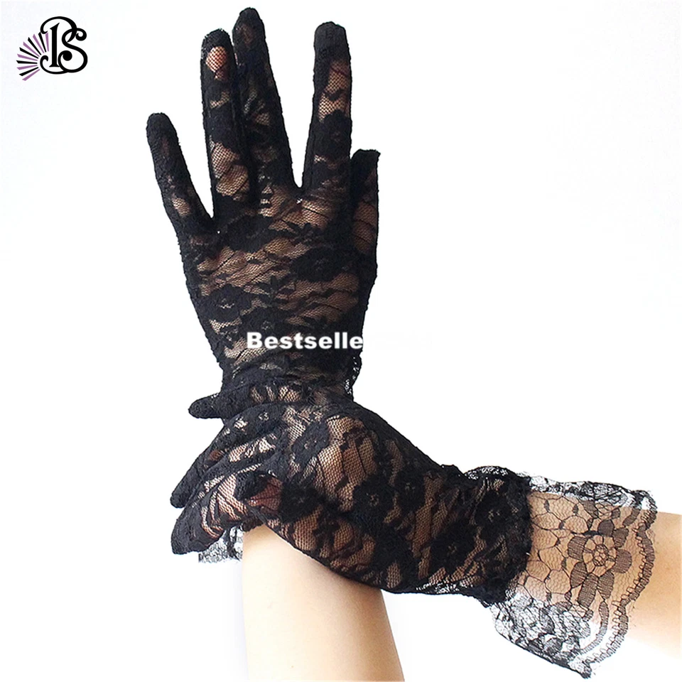 2 pares de guantes de encaje floral para boda ópera disfraz fiesta años 20 guantes aleta Foto 3 de 4