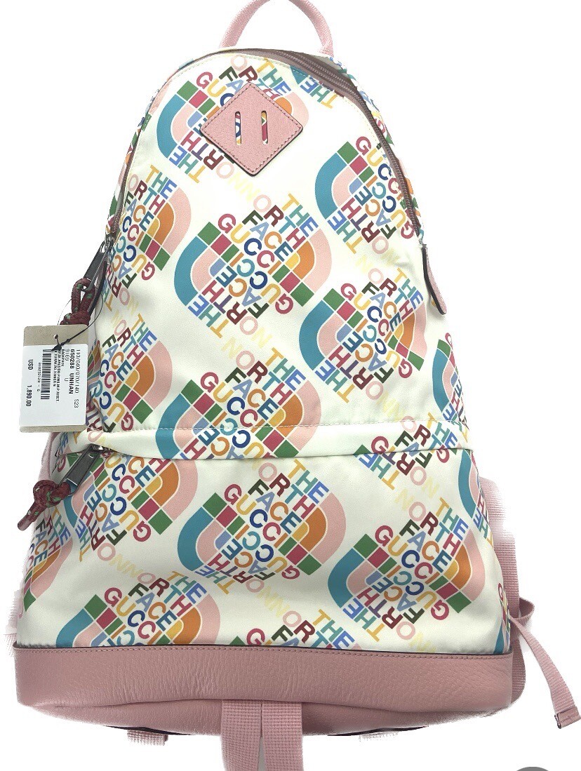 New Authentic Gucci x The North Face Backpack, Pink/White, 650288