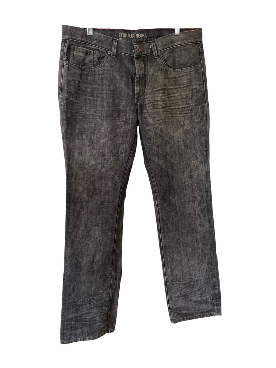 Etiqueta Negra Hombres Men's Size 38 Black Denim Jeans Button