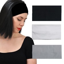 Headbands for Women 3Pcs Wide Cotton Elastic Stretchy Non-slip Hair Accessory