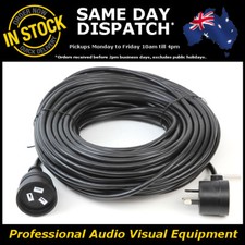 30-Metre Piggyback Power Extension Cable Lead Mains Black Piggy Back 1mm 30M