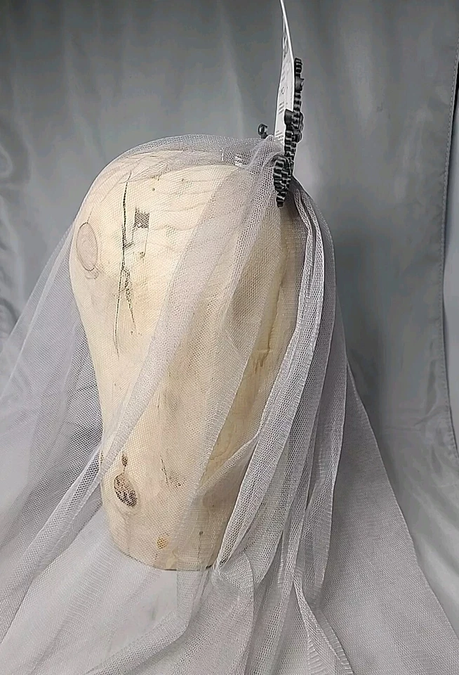 Tiara Velada Fantasma Gris Traje Tú mismo Elegante Disfraz Halloween Accesorio Foto 3 de 4