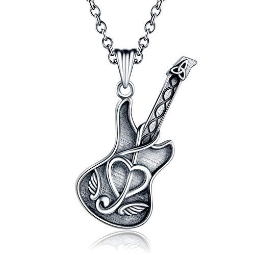 Silver Guitar Cremation Jewelry Ash Guitar Locket Urn Necklace Musical 