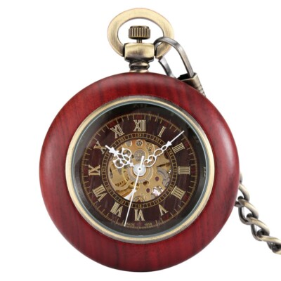 Mechanical Pocket Watch for Men Women Roman Numerals with Chain Vintage Style